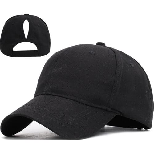 Womens Cap Solid Ponytail Baseball Cap Casquette Femme Adjustable Cotton Snapback Outdoor Summer Sun Hats Mom Trucker Hat Bone