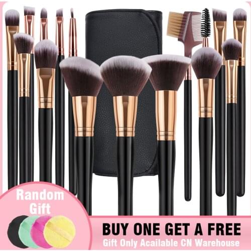 Makeup Brushes, 16pcs Makeup Brush set Wooden Brush Powder Foundation Round Eyeshadow Fan Kabuki Brushes Kit with Case