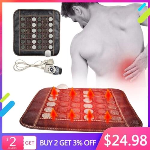 Infrared Heating Mat Natural Jade Tourmaline Massage Cushion Pain Relief Back Waist Relieve Muscle Health Care Seat Mat
