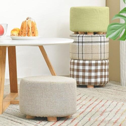 Creative solid wood shoes changing stool cloth art small simple small round pier sofal bench living room furniture space saving