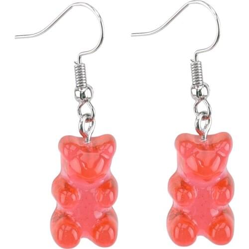 Creative Cartoon Cute Minimalism Earrings Colorful Animal Bear High Quality Drop Earring Candy Color Kids Gifts