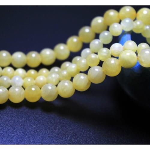 Wholesale Round Shape Yellow Jadee Natural Stone Round Beads 4/6/8/10/12mm 15'Strand Women Jewelry Making DIY Bracelet Necklace