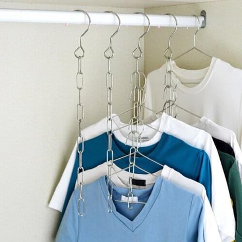 Stainless Steel Clothes Market Shop Display Hanging Chain Hooks With Ring Hanger Household Tools
