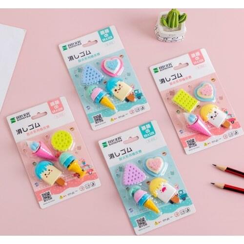 12packs new arrival Kawaii Stationery 2B Pencil Rubber Eraser Student Gift Soft Eraser School Supply bulk