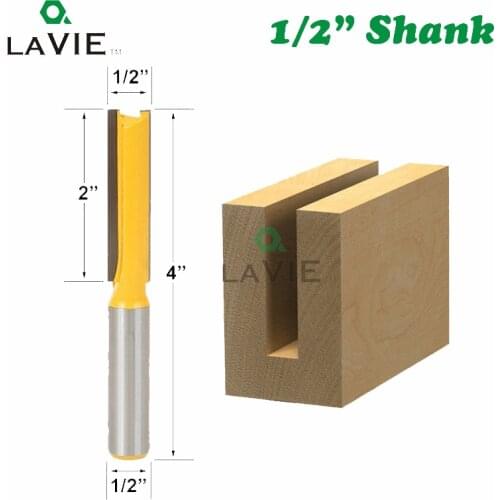 LAVIE 1pc 12mm 1/2 Shank Extra Long Straight Router Bit 2" Blade 1/2" Cutting Dia. Woodworking Flush Trim Milling Cutter MC03056