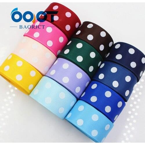 OOOT BAORJCT 176225 25mm 10 yard Dots Ribbons Thermal transfer Printed grosgrain Wedding Accessories DIY handmade material
