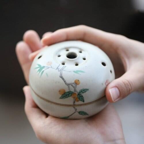 Small Ceramic Incense Burner Hand Painted Vintage Incense Holder Smoke Decor Aroma Diffuser Stick Encensoir Home Censer AC50NB