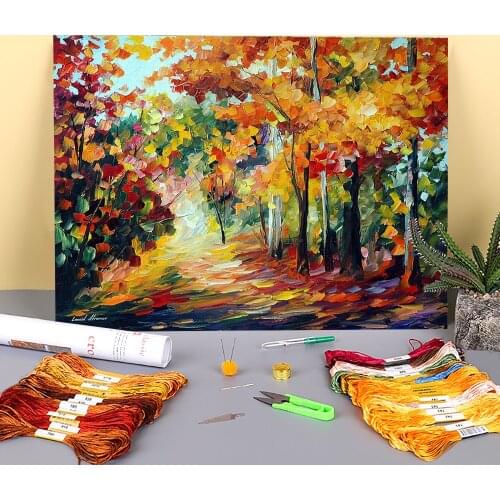 Sweet Fall Pre-Printed 11CT Cross Stitch Kit DIY Embroidery DMC Threads Handicraft Knitting Needlework Painting Stamped Needle