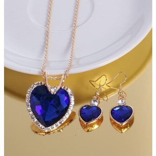 J40 Fashionable Classic Cute Round Heart-Shaped Necklace Set 5 color Charm Jewelry Gifts for Womens Girls