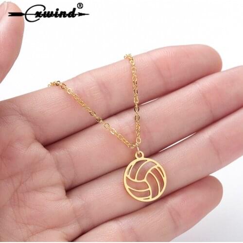 Cxwind Fashion Volleyball Necklace Jewelry Player Love Chain Sports Ball Pendants Necklaces Gift Stainless Steel Collares