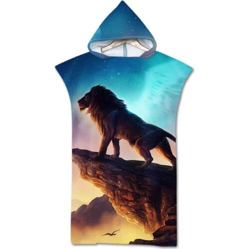 New 3D printed Microfiber Hooded beach Towel Poncho for Swimming Beach Surf Man Woman Bathrobe Beachwear