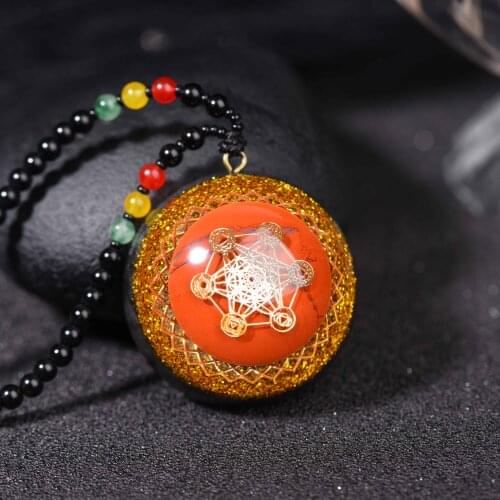 Orgonite Energy Pendant Red Jasper Crystal Orgone Necklace Men And Women Career Amulet Magnetic Field Energy Converter witca
