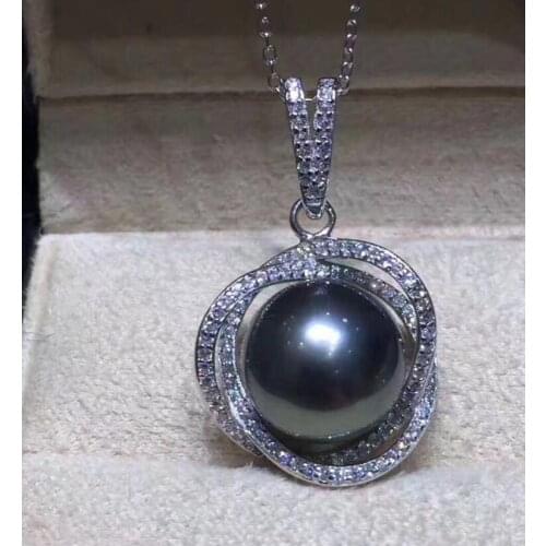 Free shipping luxury Noble jewelry Perfect AAA Quality 11-12 mm Natural Pearl Pendant 925silver