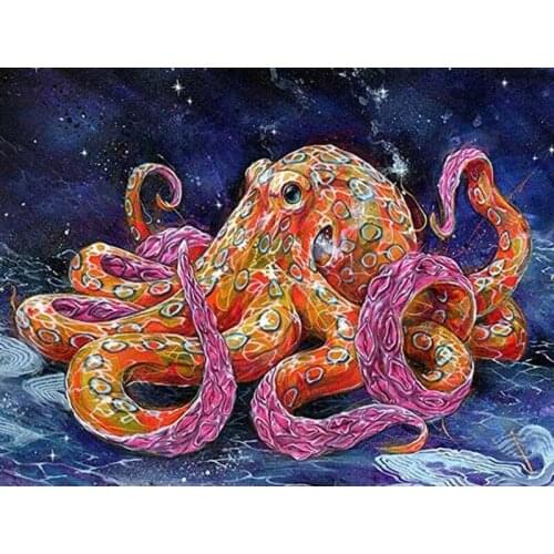 Full Square 5D DIY Diamond Painting Colorful sea octopus Rhinestone Embroidery beads Cross Stitch Mosaic Home mazayka C661
