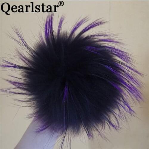 Real Raccoon Fur Pompoms 5pcs/lot Fluffy Purple Fur Pom Pom Hat Cap Beanies Scarf Key Chain Accessories Natural Fur Balls