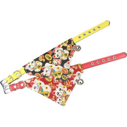 1PC Adjustable Pet Dog Puppy Cat Neck Scarf Bandana Collar Neckerchief Pet Cotton Triangle Scarf with PU Adjustment Band