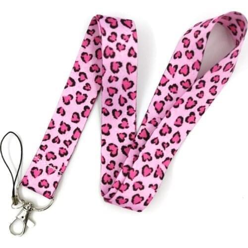 Pink Leopard Pattern Lanyard for Keys Phone Cool Neck Strap Lanyard for Camera Whistle ID Badge Cute webbings ribbons Gifts