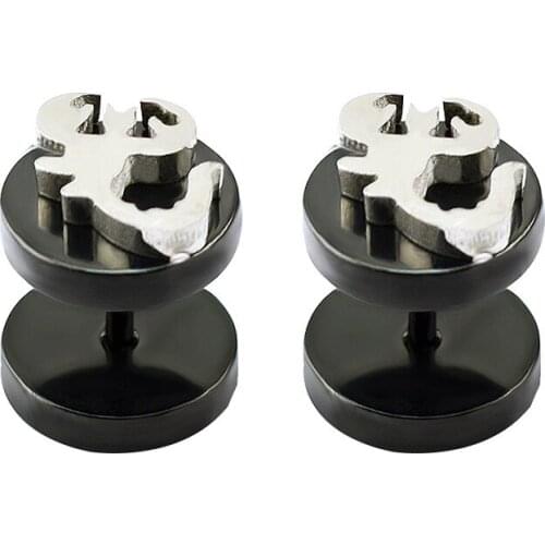 Scorpion small earrings studs black ear studs for men stainless steel earrings fashion jewelry earring small circle double sided