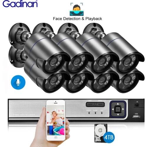 Gadinan CCTV Security System 8CH 5MP POE NVR Kit 5MP SONY IMX335 Face Recognition Outdoor POE Audio IP Camera Surveillance Set