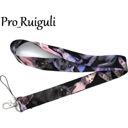30pcs Sphynx cat animal Neck Strap Lanyard keychain Mobile Phone ID Badge Holder Rope Key Chain Keyrings cosplay Accessory Gifts