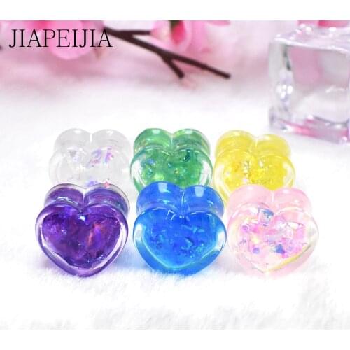 Multicolor Cute Acrylic Ear Tunnel Plug and Gauge Heart-shaped Ear Expander Stretcher Ear Piercing Jewelry 6-25mm