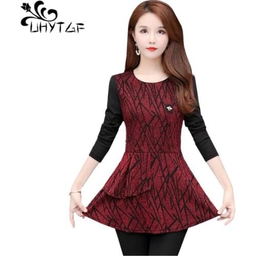 UHYTGF Women spring t-shirt long sleeve pullover casual plus size top female fashion harajuku ruffle elegant t shirts women 1022