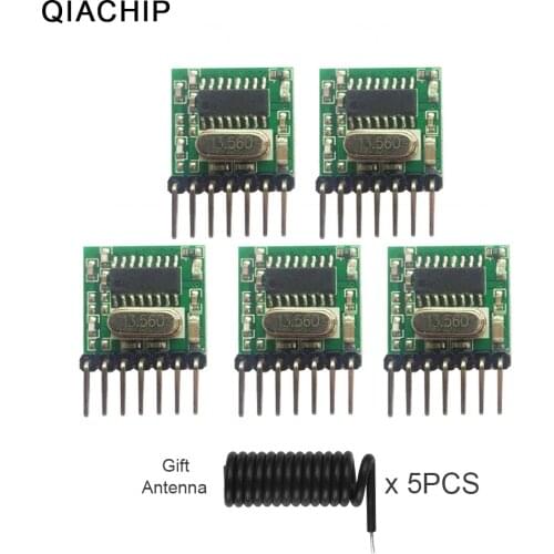 QIACHIP 5pcs Universal Wireless RF Transmitter 1527 Encoding Module 433.92Mhz Mini Remote Control PCBA For Arduino gift antenna