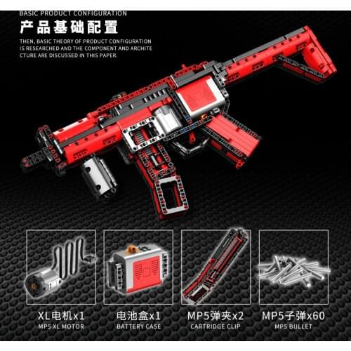 IN STOCK Q2880 Electric Motor Power MP5 SWAT Toys Gun Fit Technic Submachine Model Building Block Brick Boy Birthday Gifts Kids