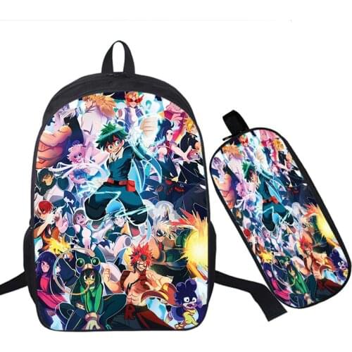 Large Capacity My Hero Academia Backpack Deku Shool Bags For Boys Girls Book Knapsack 2 Pcs/Set Travel Notebook Rucksack Gifts