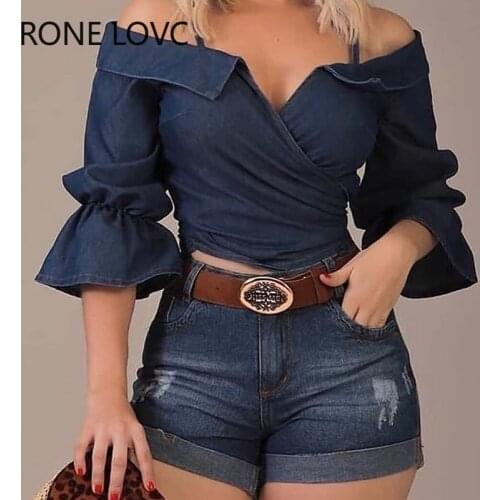 Women Solid Color Flared Sleeve Blouse Women Spring Tops and Blouses