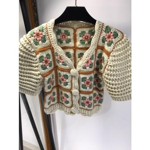 High Quality Cardigans 2021 New Autumn Fashion Women Ethnic Cardigan Sweater Short Sleeve