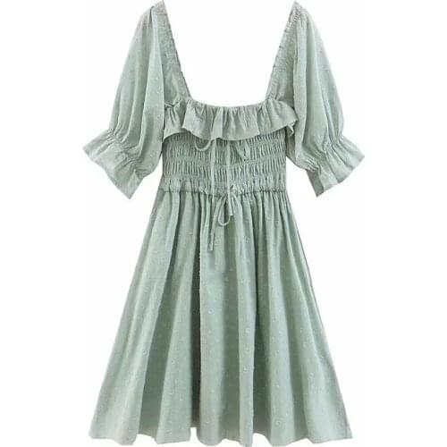 Fanco Women Summer Sexy Boho Beach Short Dresses Clothes Off Shoulder Ruffles White Embroidery Cotton Mini Solid Color Beackless