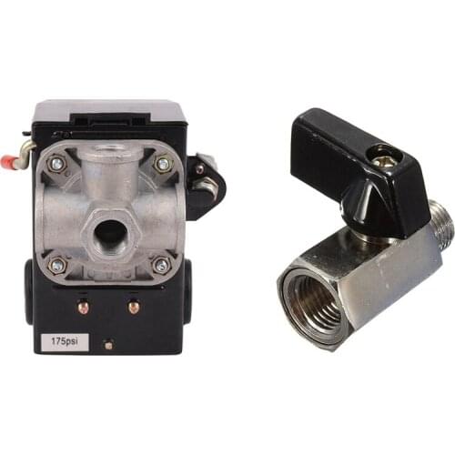 1 Pcs Pressure Switch Control Air Compressor & 1 Pcs 1/4Inch Bsp Ball Valve