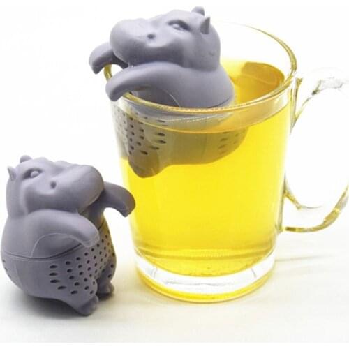1Pcs Silicone Tea Strainer Reusable Hippo Shaped Tea Infuser Coffee Herb Filter Empty Tea Bags Loose Leaf Diffuser Accessories