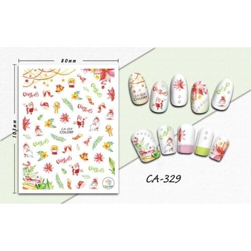 10PCS Santa Claus Christmas Tree Snowman Christmas Transfer Adhesive Slider Nail Art Applique Decoration Accessories Nail Sticke