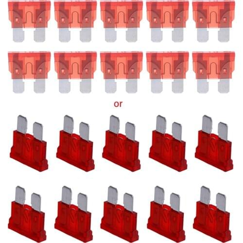 10Pcs Blade Fuses Standard 10AMP Red 10A Flat Fuse Car Motorcycle Bike Van Auto