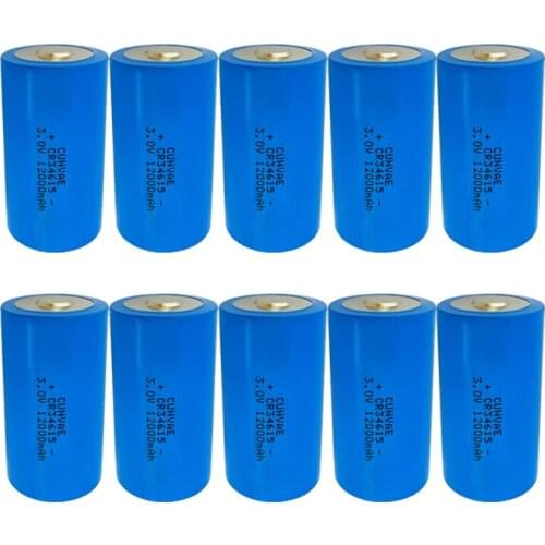 10PCS 34615 CR34615 Batteria 3.0V 12000mah D Size Li-MnO2 12A Battery for electricity meter gas meter Lithium Batteries