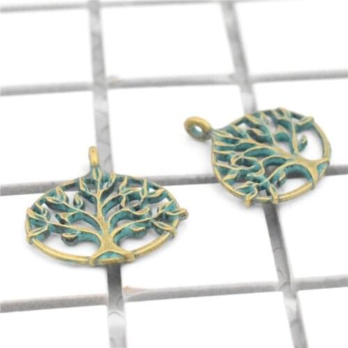 10pcs/lot 27x26mm Antique Green Color Plated Tree Charms Pendant DIY Handmade Jewelry Accessories