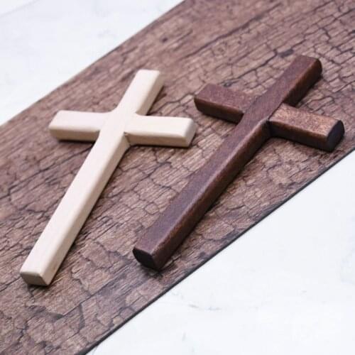 2pcs Handmade Wooden Crosses Crucifix Jesus Christ Ornaments Religious Pendant Making Handmade DIY Necklace