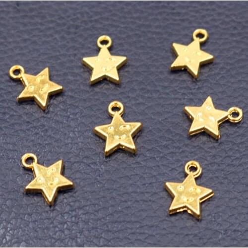 30pcs Gold Plated 3D Pentagram Pendants Retro Earrings Bracelets Metal Accessories DIY Charms Jewelry Crafts Making 15*12mm P569