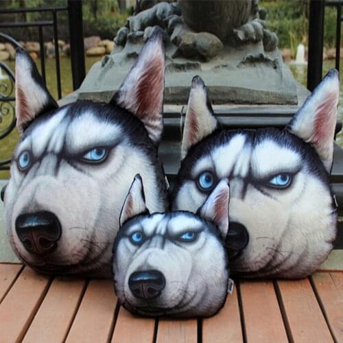 3D 40cm*38cm Akita Husky Dog Plush Toys Dolls Creative Dog Shape Nap Pillow warm hand pillow Stuffed Animal Pillow