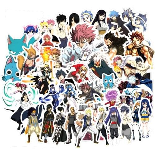 50Pcs Japanese Classic Anime FAIRY TAIL Stickers For Cars,Mobile Phones, Guitars, Refrigerators, Waterproof Stickers