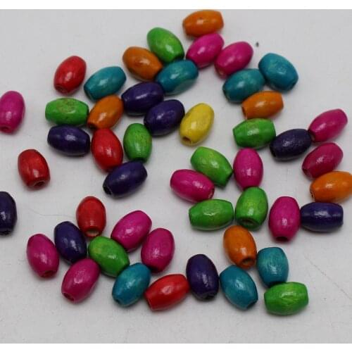 500 Mixed Colour 4X6mm Oval Wood Beads~Woodenn