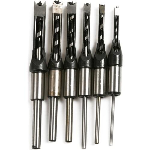 6pcs Woodworking Square Hole Drill Bit Mortising Chisel Set Mortiser Drill Bit for DIY Woodworking Tools CNIM Hot
