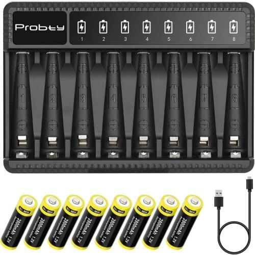 8 Slots Charger + 2800mAh AA Rechargeable Battery For AA Ni-MH Remote Control Speaker Machine