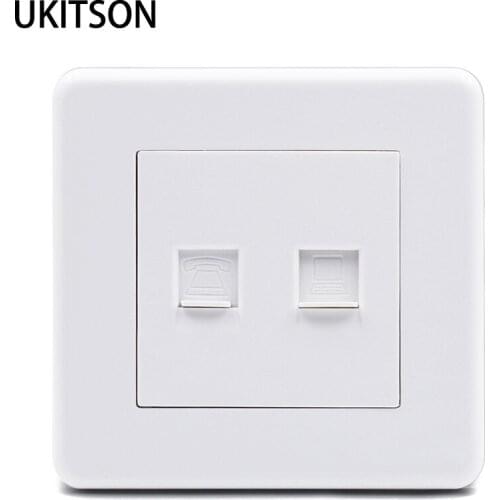 86mm Wall Cover Plate With Cat5e Network LAN RJ11 Phone Socket