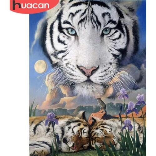 HUACAN 5D DIY Diamond Painting Tiger Mosaic Rhinestones Pictures Diamond Embroidery Animal Handicraft Home Decor