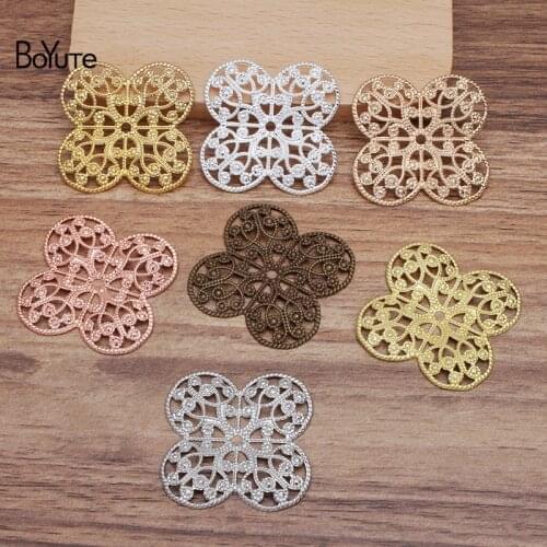 BoYuTe (50 Pieces/Lot) 35MM Metal Brass Filigree Flower Findings Diy Hand Made Jewelry Materials Wholesale