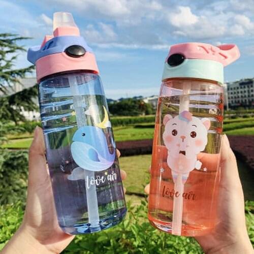 Kids Water Sippy Cup Creative Cartoon Baby Feeding Cups with Straws Leakproof Water Bottles Outdoor Portable Childrens Cups