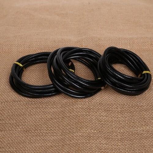 4/5/6mm Diameter) 3/2/1Meters Black Round Real Leather Rope Necklace Bracelet Beading Cords for Clothes Shoes Jewlery Making